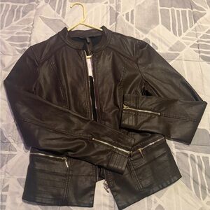 NWT! White House Black Market Brown Leather Jacket